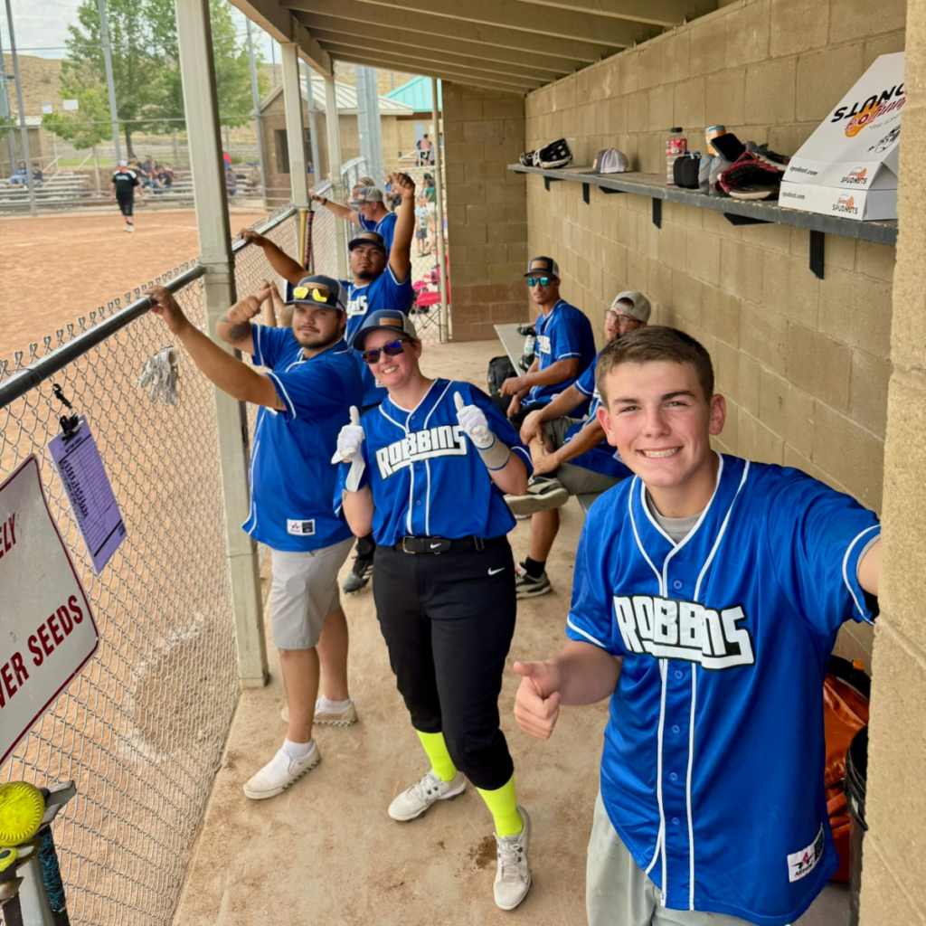 Image of Robbins heating and cooling charity baseball team, at the The Giveback Classic hosted by Robbins Heating and Cooling.